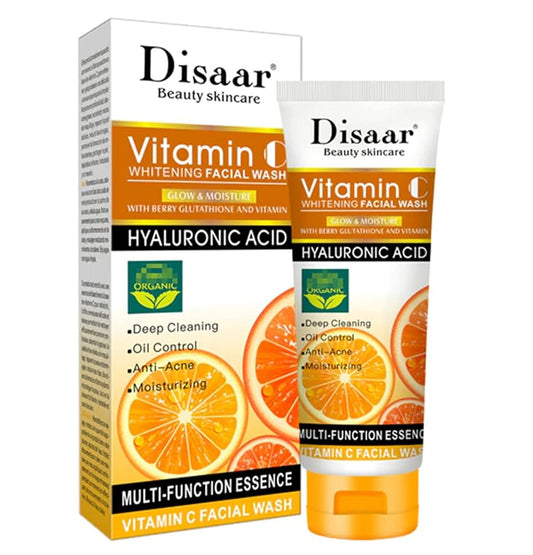 DISAAR Vitamina C Espuma de lavado facial Ácido hialurónico Berry Glutatión Limpieza Hidratante Anti-Acné Aceite Control Esencia